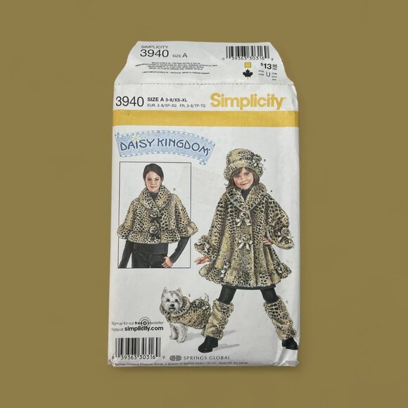 Simplicity Daisy Kingdom Child & Adult Outerwear Sewing Pattern 3940 FF Uncut - Picture 1 of 3